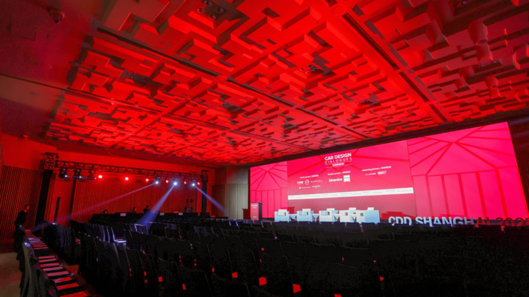 The Langham, Shanghai, Xintiandi conference space with Car Design Dialogues branding.